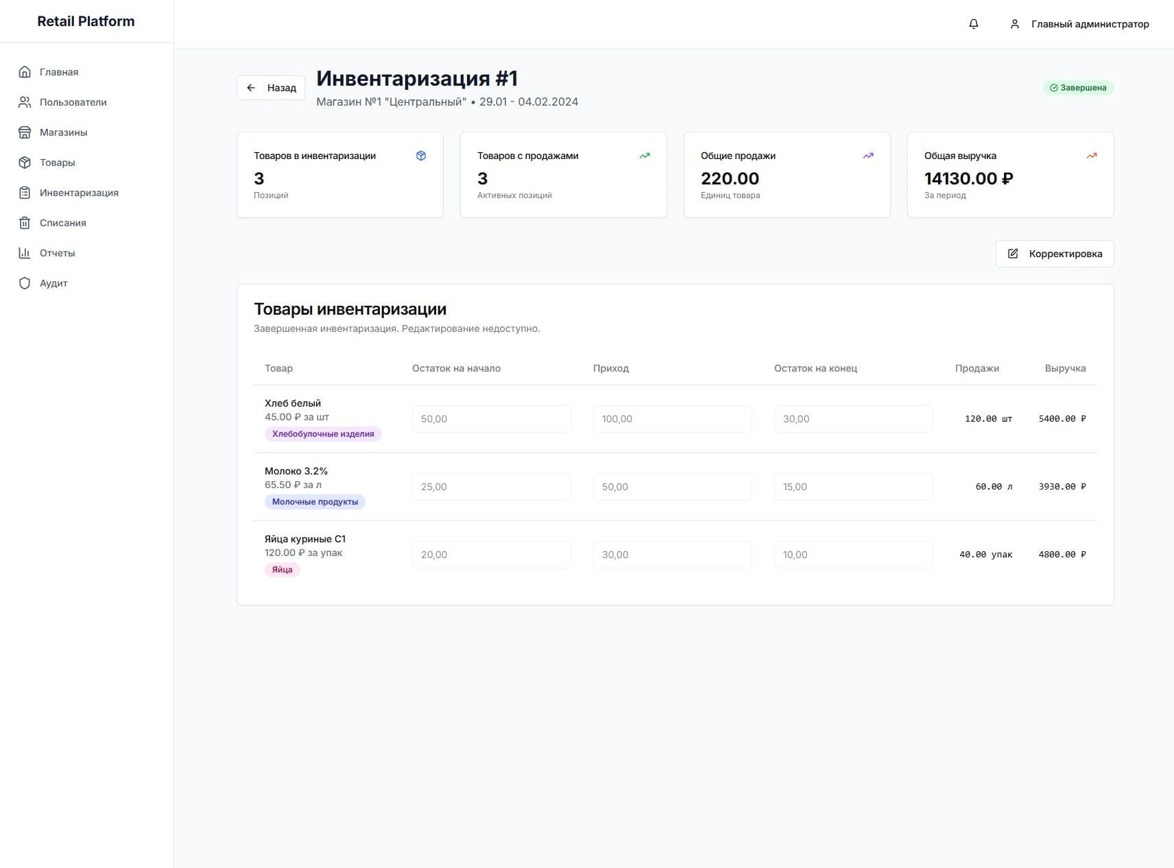Инвентаризация — завершена